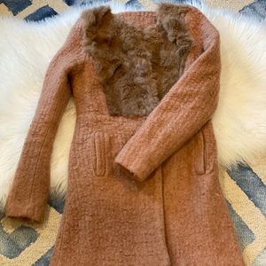 Camel Brown Fur Coat